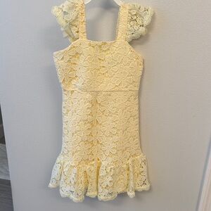 Rare Editions Yellow Lace Formal Kids Dress